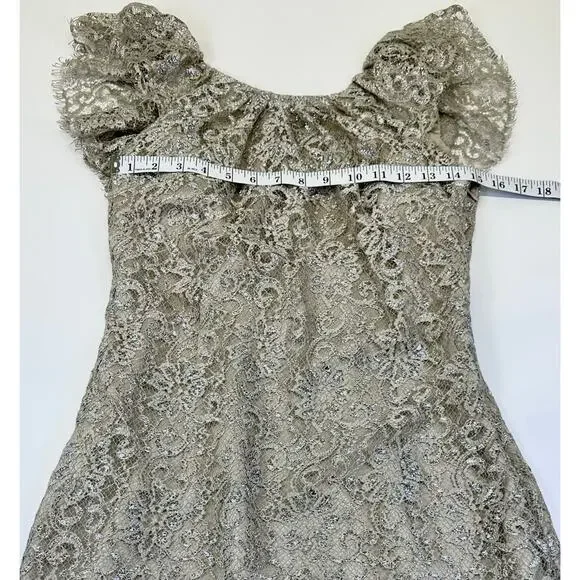 Free People Beige & Silver Lace Mini Dress Size Small - Picture 9 of 12